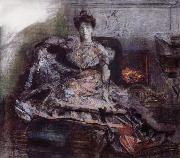 Mikhail Vrubel The Portrait of Isabella  near the fireplace oil painting reproduction